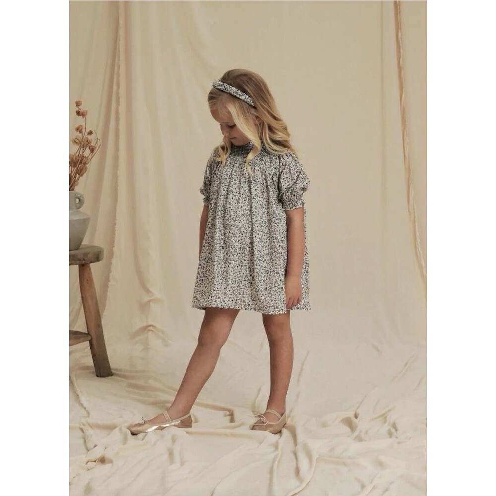 Noralee Blue Meadow Maddie Dress Size 12-18 Months Smocked Puff Sleeve MSRP $82